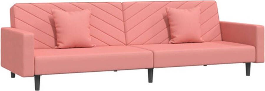 VidaXL -Slaapbank-2-zits-met-2-kussens-fluweel-roze - Foto 4