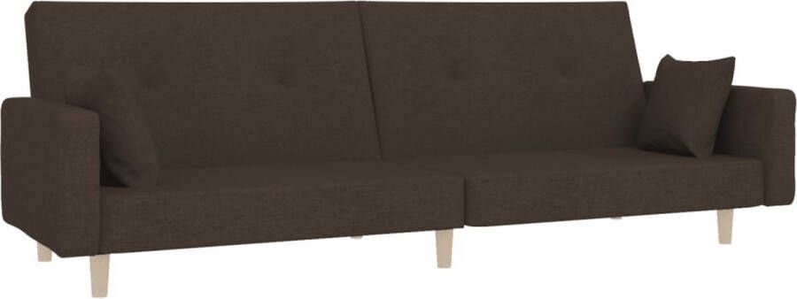 The Living Store Slaapbank 2-zits 220 x 84.5 x 69 cm 2-in-1 functie Slaapbank Tweepersoonsbed Logeerbed Bankstel Bruine Bank - Foto 2