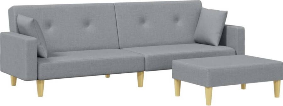 The Living Store Bedbank Grijs Stof 220 x 100 x 52 cm Verstelbare Rugleuning Slaapbank Zweefbank Sofa Bed Lounge Bank Grijs Meubilair - Foto 2