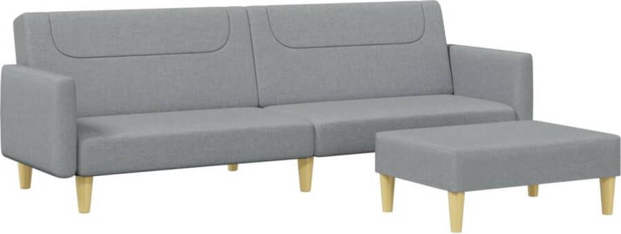 VidaXL 2-zits slaapbank met voetenbank lichtgrijs Slaapbank Sofa Bed 3 Persoons Bank Grijs Meubilair Lounge Bank