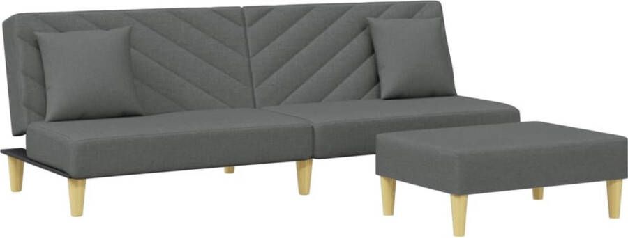 VidaXL Slaapbank 2-zits Donkergrijs Inclusief Voetenbank Slaapbank Donker Grijs 3 Persoons Banksofa Lounge Sofa
