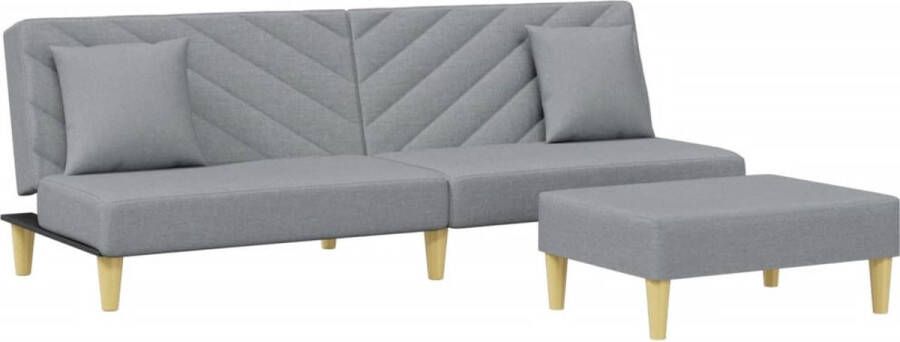 VidaXL 2-zits slaapbank met voetenbank lichtgrijs Slaapbank Sofa Bed 2 Persoons Bed Lounge Bank Grijs Meubilair - Foto 2