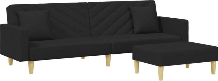 The Living Store Slaapbank met voetenbank 220 x 84.5 x 69 cm Zwart stof Slaapbank Sofa Bed Zitzitting Lounge Meubels Eetkamerstoel - Foto 2