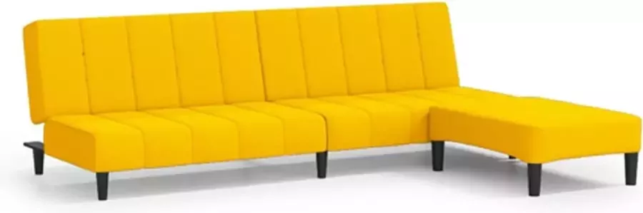 VIDAXL Slaapbank 2-zits met voetenbank fluweel geel - Foto 2