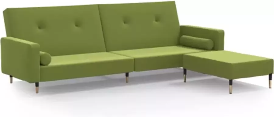 VIDAXL Slaapbank 2-zits met voetenbank fluweel lichtgroen - Foto 2