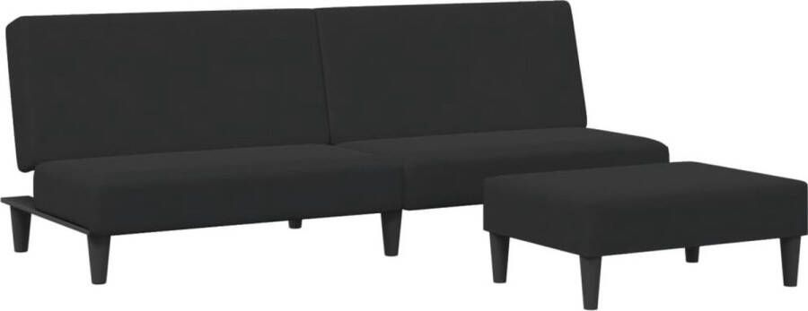 VidaXL Zwarte Fluwelen Slaapbank 2-zits + Voetenbank Slaapbank Zweefbank Lounge Bank Design Bank Moderne Bank