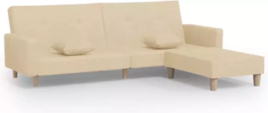 VIDAXL Slaapbank 2-zits met voetenbank stof crèmekleurig - Foto 2