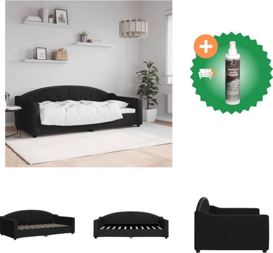 VidaXL Slaapbank 212 x 100 x 75 cm zwart stof metaal en massief hout Bed Inclusief Reiniger
