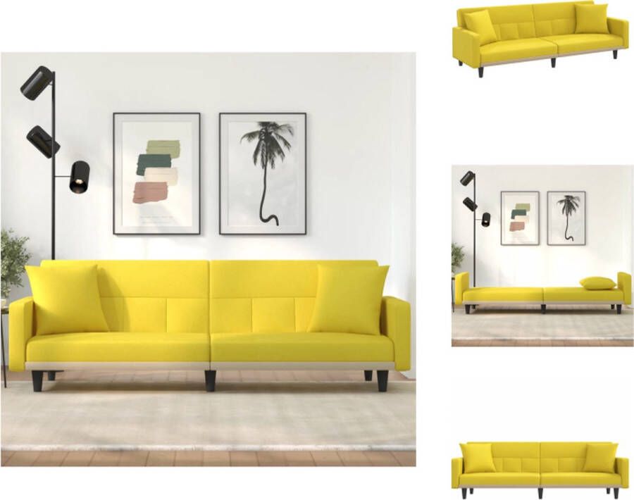 VidaXL -Slaapbank-met-kussens-stof-lichtgeel - Foto 2