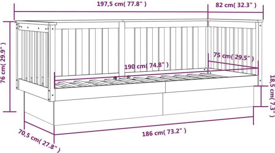 VidaXL -Slaapbank-75x190-cm-massief-grenenhout - Foto 3