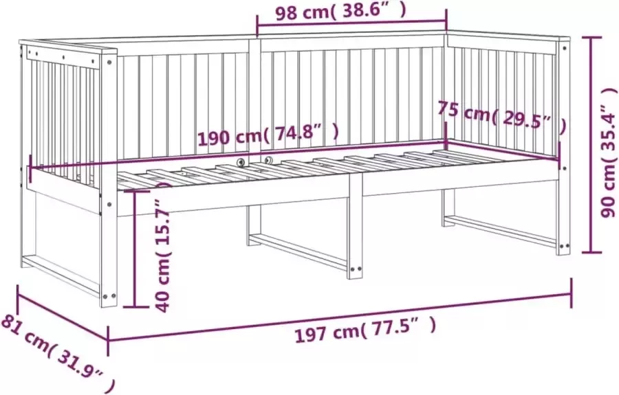 VidaXL -Slaapbank-75x190-cm-massief-grenenhout - Foto 2