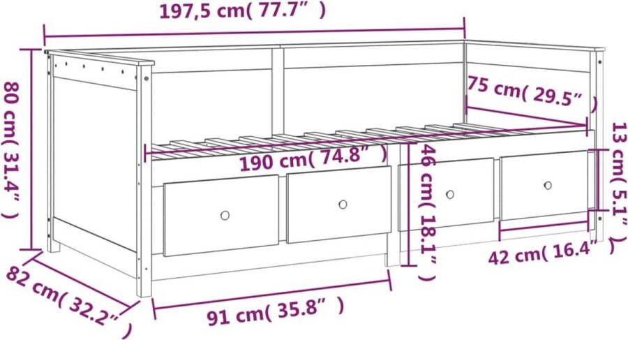 VidaXL -Slaapbank-75x190-cm-massief-grenenhout-honingbruin - Foto 2