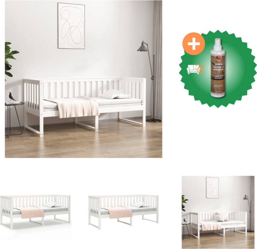 VidaXL Houten Slaapbank Grenenhout Opbergruimte Wit 197.5 x 82 x 80 cm Matras Niet Inbegrepen Bed Inclusief Houtreiniger en verfrisser