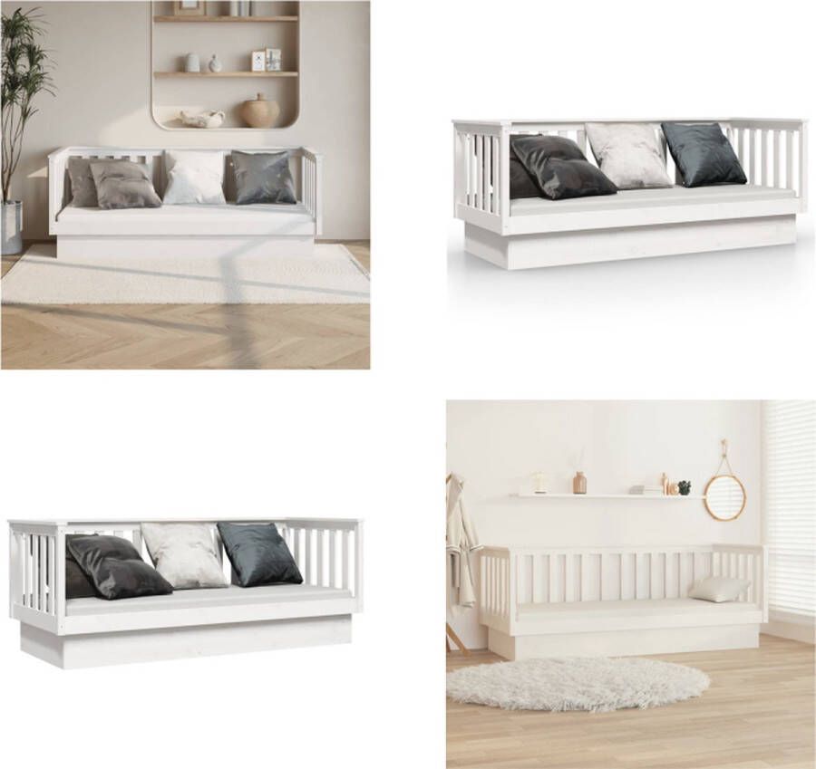 VidaXL Slaapbank zonder matras 75x190 cm massief grenenhout wit Slaapbank Slaapbanken Bedbank Bed