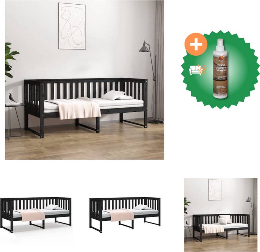 VidaXL Slaapbank Massief Grenenhout 197.5 x 82 x 80 cm Zwart Bed Inclusief Houtreiniger en verfrisser