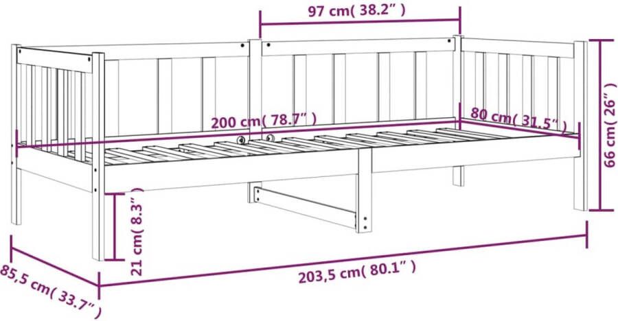 VidaXL -Slaapbank-80x200-cm-massief-grenenhout-grijs - Foto 2