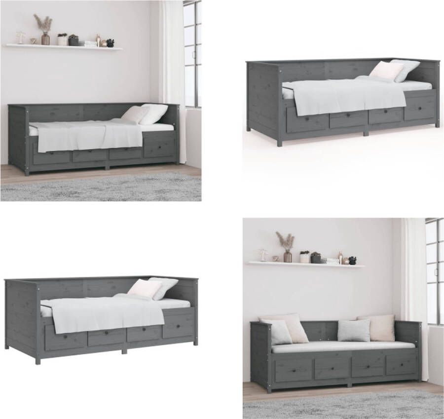 vidaXL Slaapbank 80x200 cm massief grenenhout grijs Slaapbank Slaapbanken Bedbank Bed