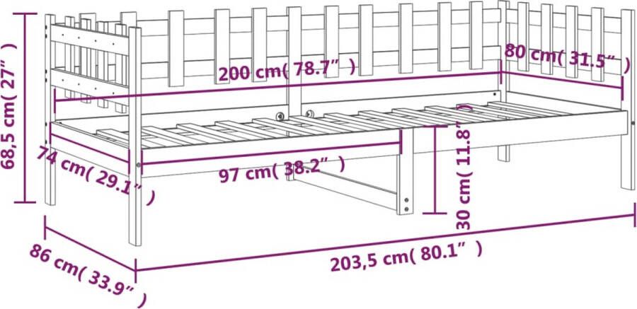 VidaXL -Slaapbank-80x200-cm-massief-grenenhout-honingbruin - Foto 2