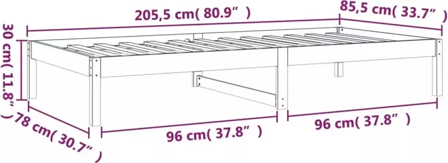 VIDAXL Slaapbank zonder matras 80x200 cm massief grenenhout wit - Foto 5