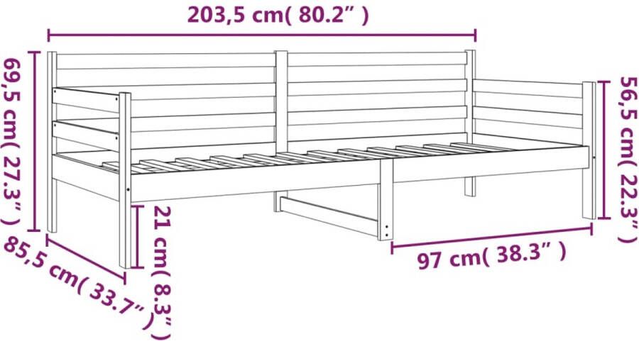 VidaXL Slaapbank zonder matras 80x200 cm massief grenenhout wit - Foto 2
