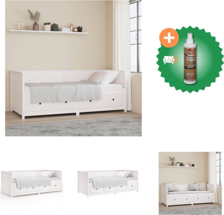 vidaXL Slaapbank 80x200 cm massief grenenhout wit Bed Inclusief Houtreiniger en verfrisser