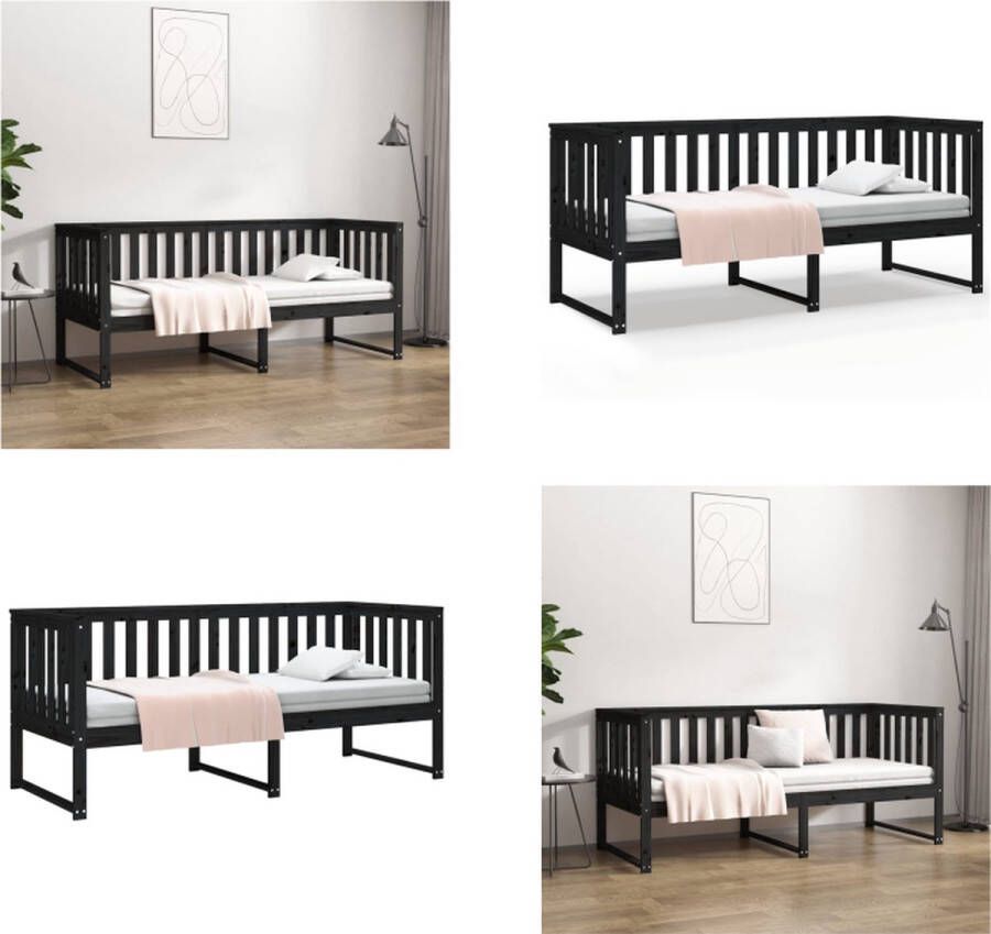 VidaXL Slaapbank 80x200 cm massief grenenhout zwart Slaapbank Slaapbanken Bedbank Bed