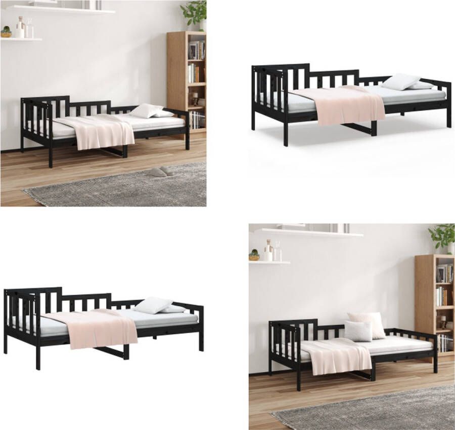 VidaXL Slaapbank 80x200 cm massief grenenhout zwart Slaapbank Slaapbanken Bedbank Bed