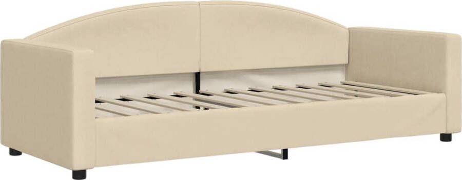 VidaXL Slaapbank 80x200 cm crèmekleurig Slaapbank Sofa Bed Daybed Crèmekleurig Meubilair Stoffen Bank Metalen Frame Houten Frame Tweepersoons Bed - Foto 2