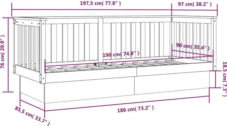 VIDAXL Slaapbank zonder matras 90x190 cm massief grenenhout - Foto 3