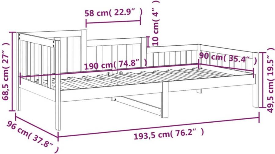 VidaXL -Slaapbank-90x190-cm-massief-grenenhout - Foto 2