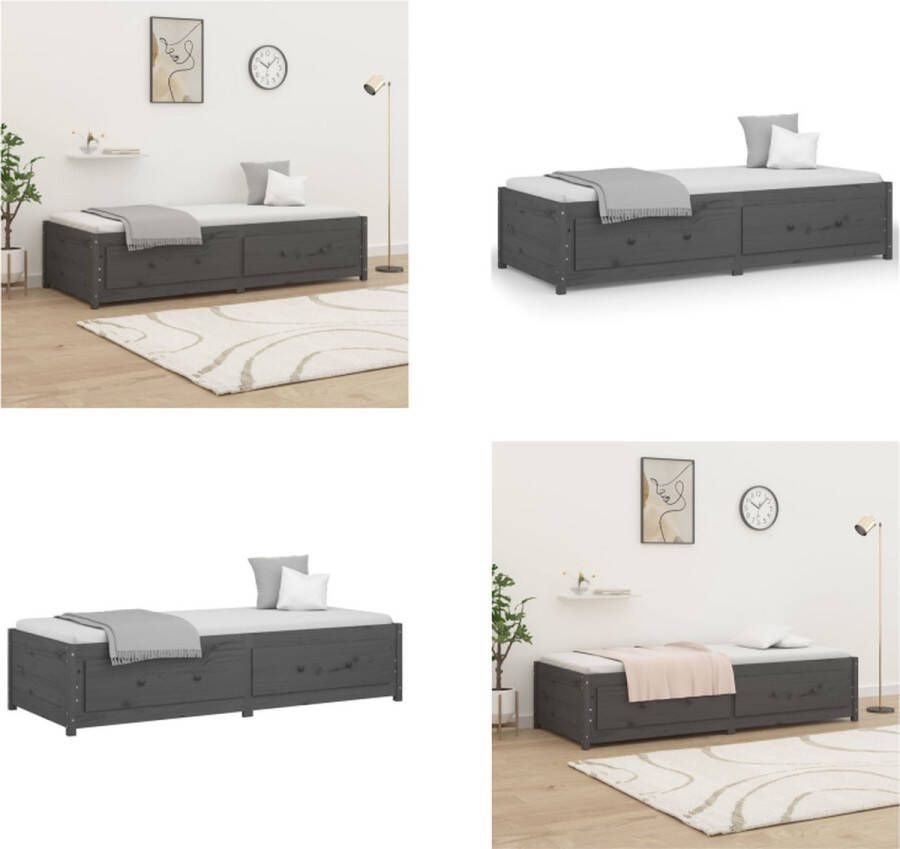 VidaXL Slaapbank 90x190 cm massief grenenhout grijs 3FT Single Slaapbank Slaapbanken Bedbank Bed