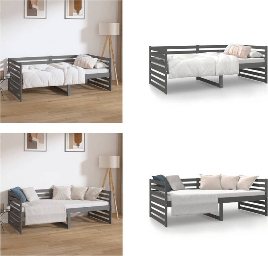 vidaXL Slaapbank 90x190 cm massief grenenhout grijs Slaapbank Slaapbanken Bedbank Bed