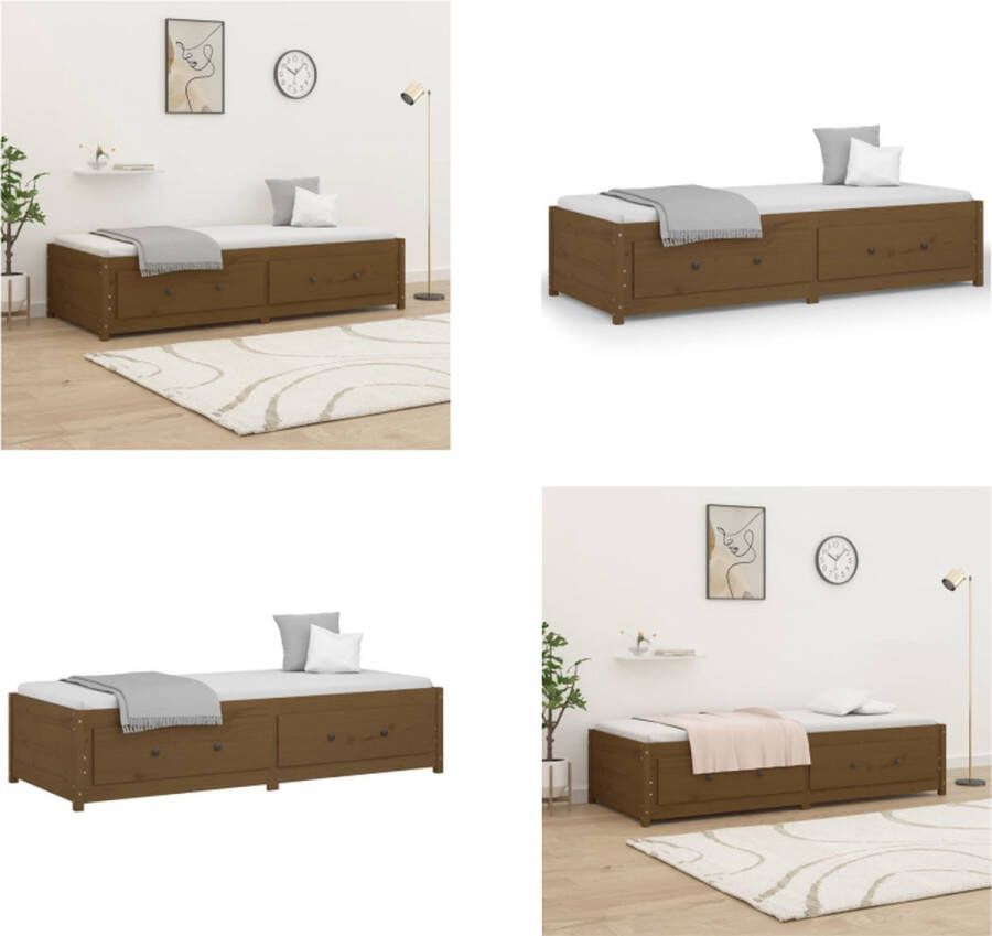 VidaXL Slaapbank 90x190 cm massief grenenhout honingbruin 3FT Single Slaapbank Slaapbanken Bedbank Bed