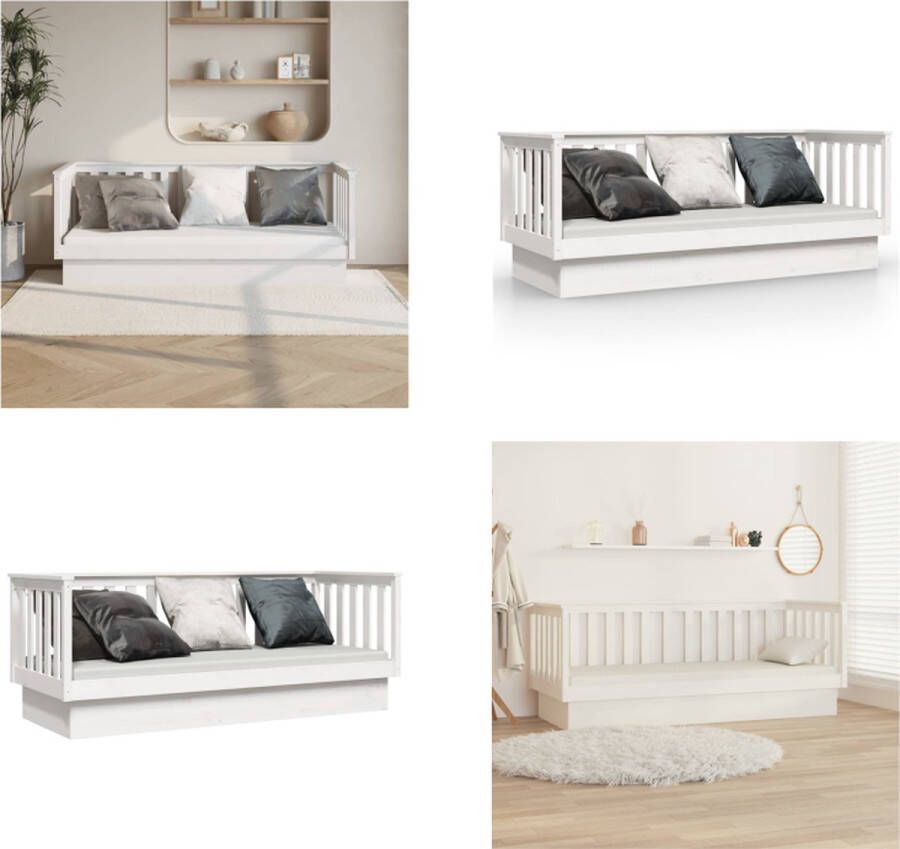 VidaXL Slaapbank 90x190 cm massief grenenhout wit Slaapbank Slaapbanken Bedbank Bed