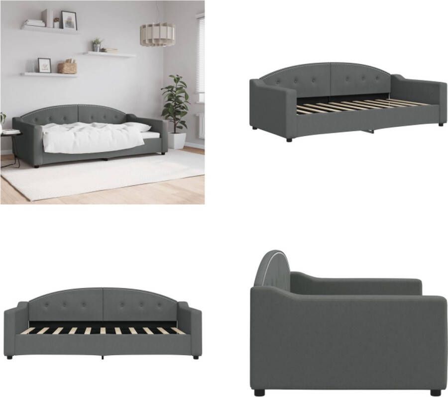 VidaXL -Slaapbank-90x190-cm-stof-donkergrijs Slaapbank Slaapbanken Bankbed Logeerbed