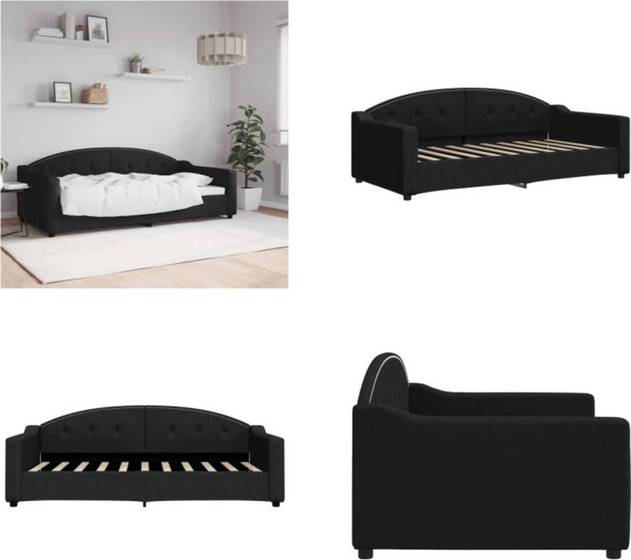 VidaXL -Slaapbank-90x190-cm-stof-zwart Slaapbank Slaapbanken Bankbed Logeerbed