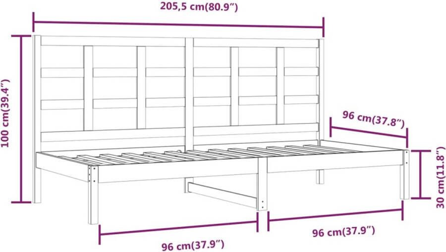 VIDAXL Slaapbank zonder matras 90x200 cm massief grenenhout wit - Foto 3