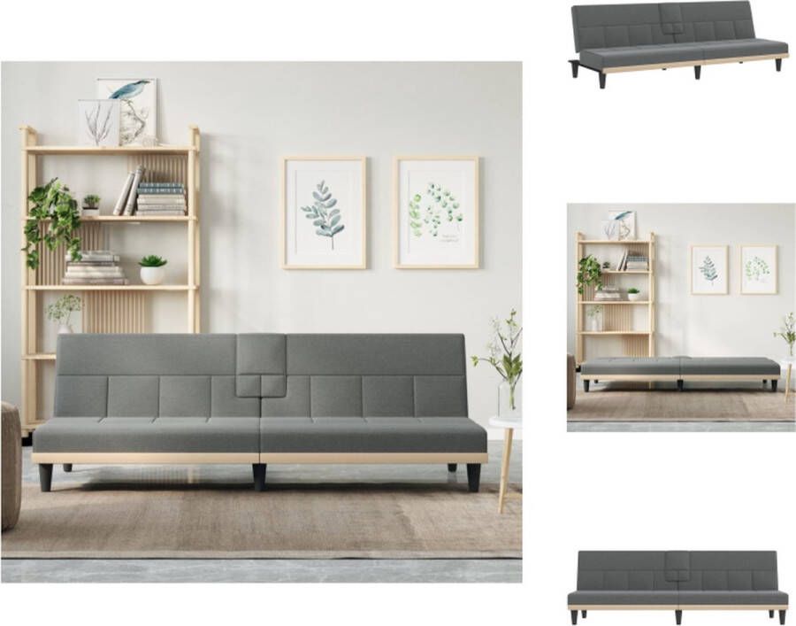 VidaXL Slaapbank Slaapbanken Slaap Bank Bedbank Slaapbank met bekerhouders stof donkergrijs - Foto 2