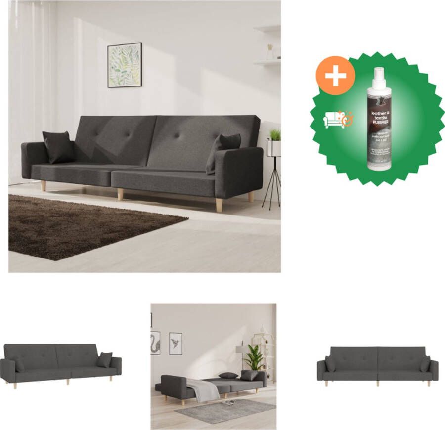 VidaXL Slaapbank 2-zits met 2 kussens stof donkergrijs Bank Inclusief Reiniger