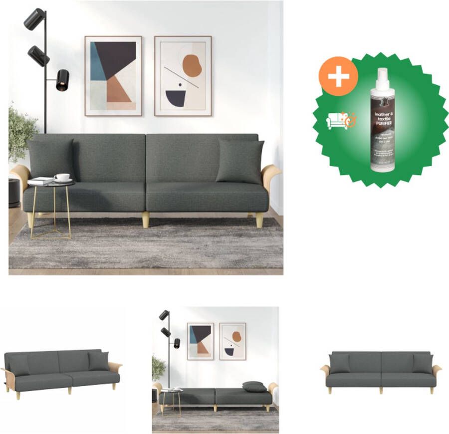 VidaXL Slaapbank Donkergrijs 224 x 89 x 70 cm Verstelbare rugleuning Comfortabele zitervaring Bank Inclusief Reiniger