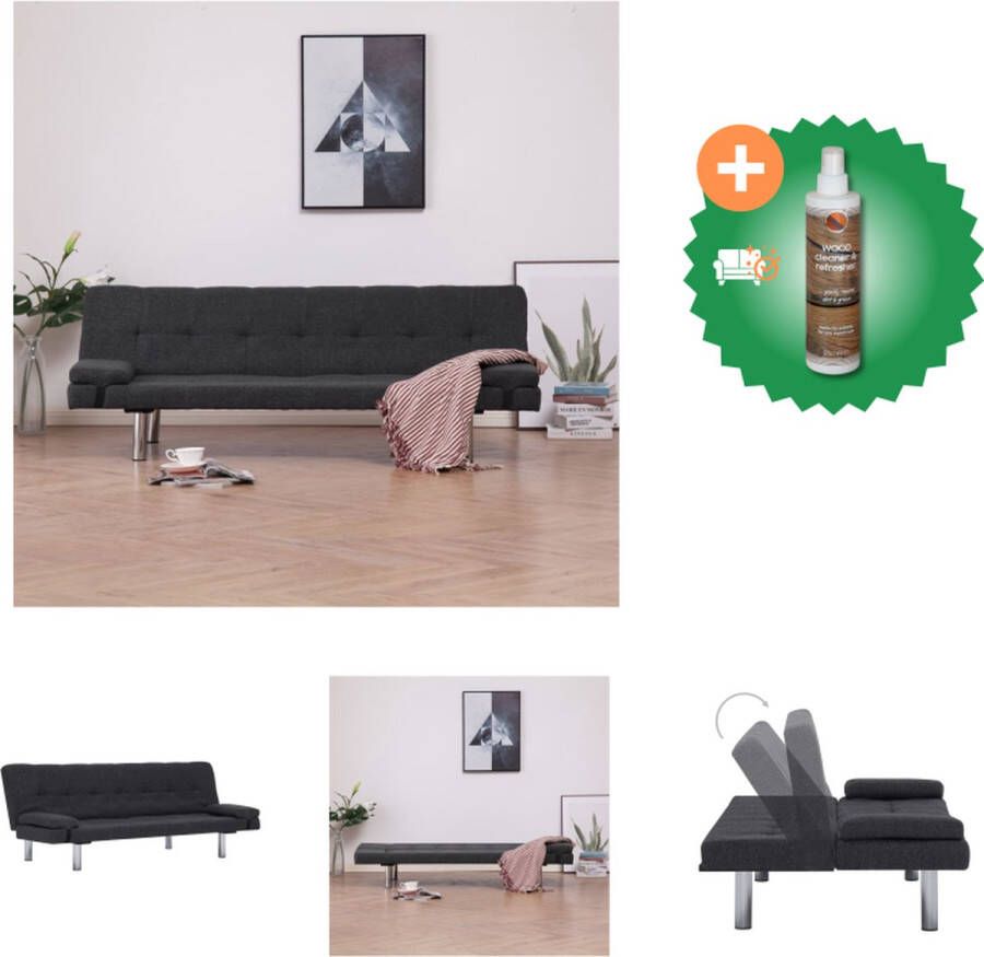 VidaXL Slaapbank donkergrijs Houten frame 168x77x64 cm 3 verstelbare standen Bank Inclusief Houtreiniger en verfrisser