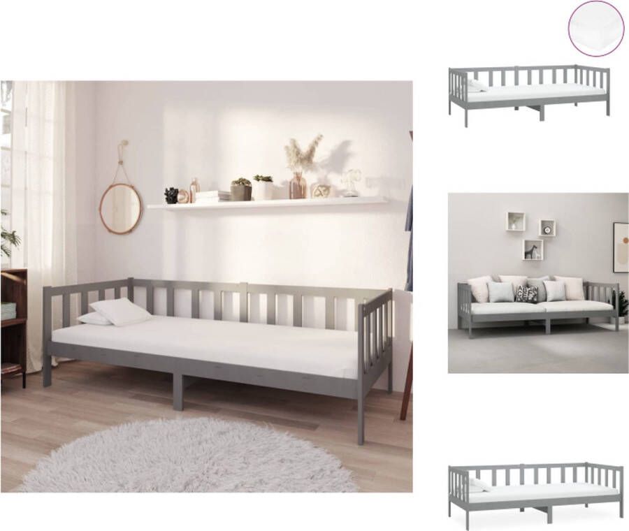 VidaXL Bedbank Bedbanken Bed Bank Bed Banken Slaapbank met matras massief grenenhout grijs 90x200 cm