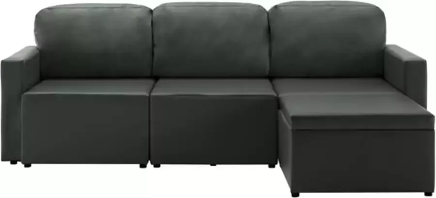 VidaXL Slaapbank driezits modulair kunstleer grijs - Foto 3