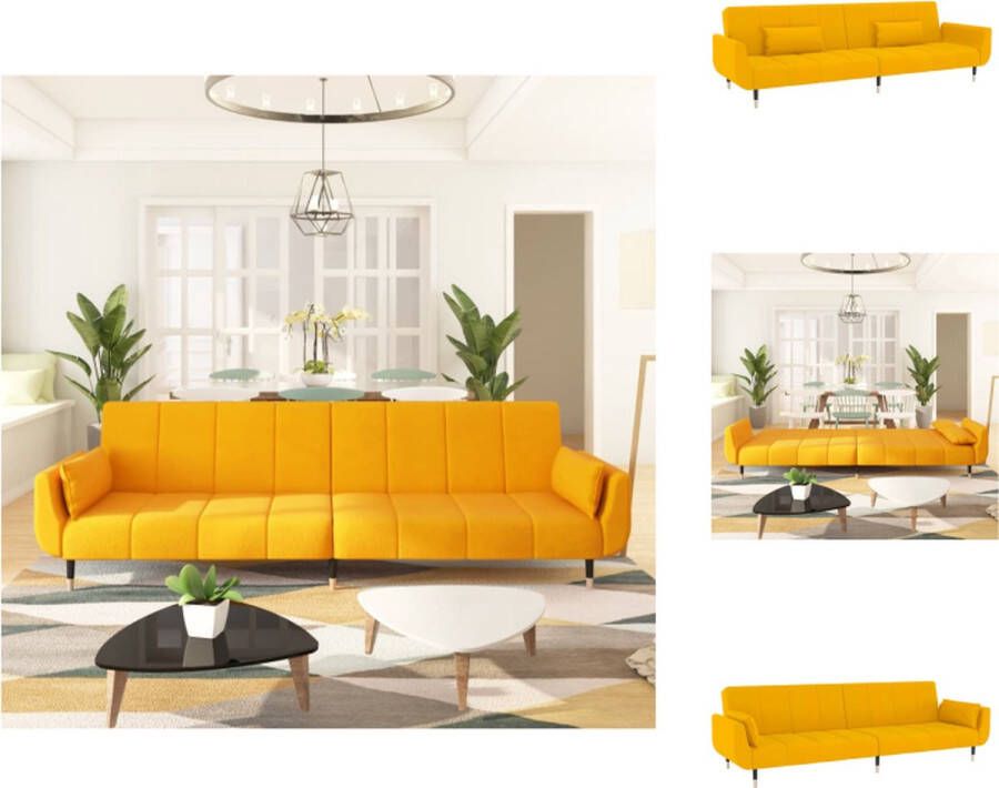 VidaXL Slaapbank Slaapbanken Bedbank Slaapbed Slaapbank 2-zits met 2 kussens fluweel geel - Foto 2