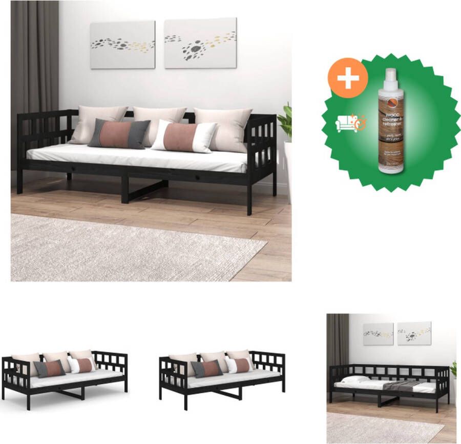 VidaXL massief grenenhouten slaapbank zwart 193.5 x 96.5 x 56.5 cm geschikt voor 90 x 190 cm matras stevige lattenbodem Bed Inclusief Houtreiniger en verfrisser - Foto 3