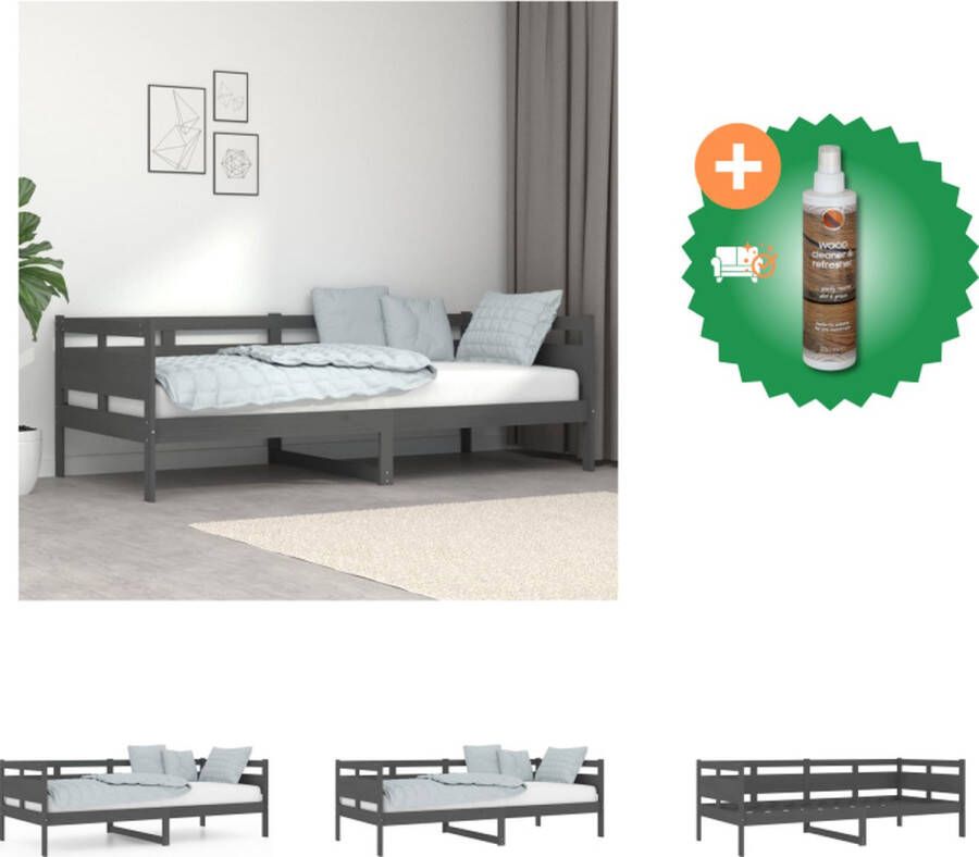 VidaXL Houten Slaapbank Grijs Massief Grenenhout 204 x 98 x 70 cm Logeerbed Bank 90 x 200 cm Matras Bed Inclusief Houtreiniger en verfrisser - Foto 4