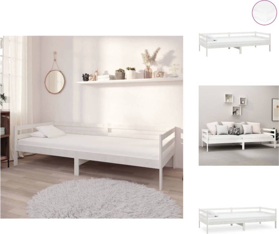 VidaXL Bedbank Bedbanken Bed Bank Bed Banken Slaapbank met matras massief grenenhout wit 90x200 cm - Foto 2