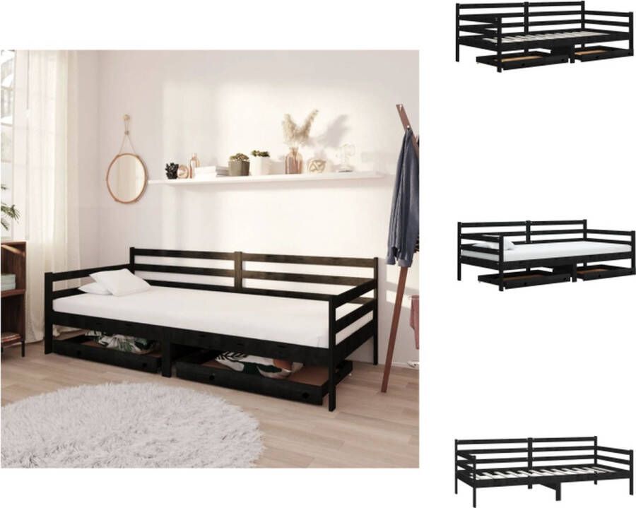 VidaXL Slaapbank Grenenhout 204x98x70 cm Zwart Bed