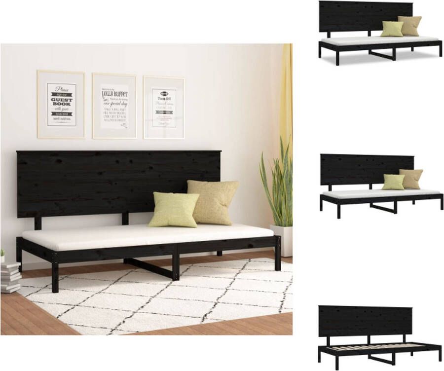 VidaXL Slaapbank Grenenhout 205.5 x 96 x 103.5 cm Zwart Bed