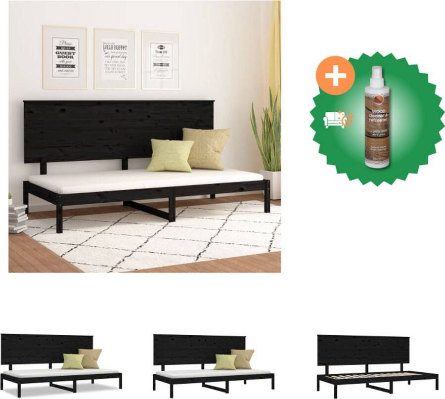 VidaXL Slaapbank Grenenhout 205.5 x 96 x 103.5 cm Zwart Bed Inclusief Houtreiniger en verfrisser